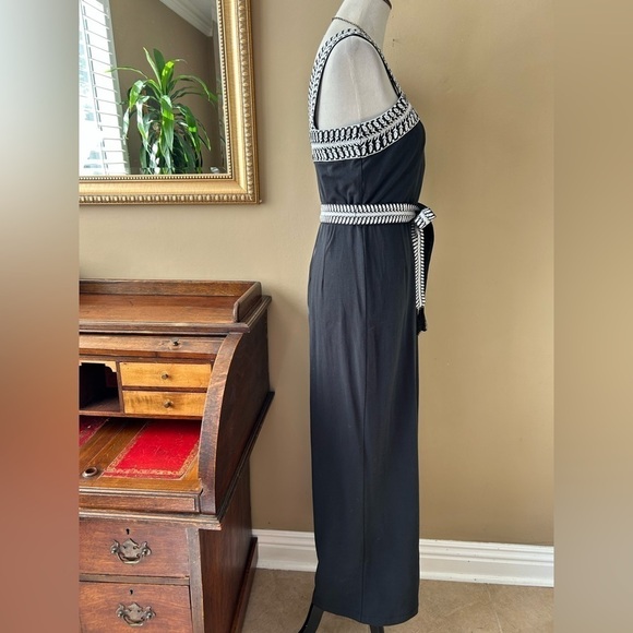 Soft Surroundings Sissa & Black White Embroidered Wide Leg Belted Jumpsuit NWT - Picture 4 of 9